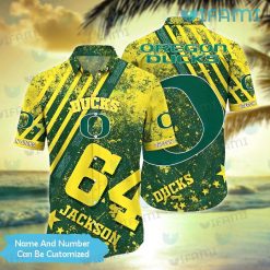 Oregon Ducks Hawaiian Shirt Stripe Grunge Pattern Custom Oregon Ducks Gift