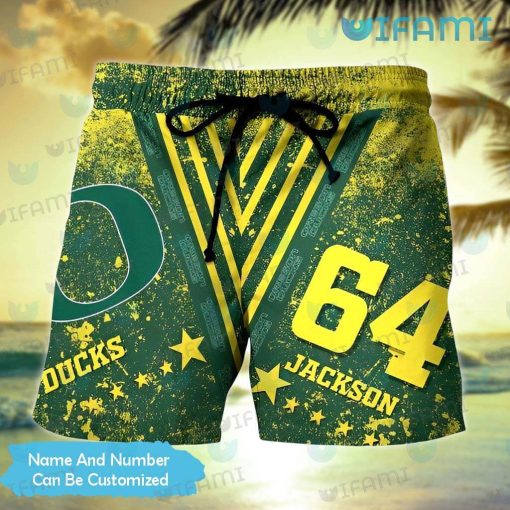 Oregon Ducks Hawaiian Shirt Stripe Grunge Pattern Custom Oregon Ducks Gift