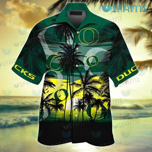 Oregon Ducks Hawaiian Shirt Sunset Coconut Tree Oregon Ducks Gift