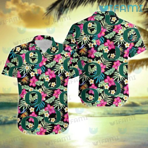 Oregon Ducks Hawaiian Shirt Tropical Flower Oregon Ducks Gift