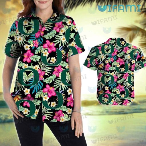 Oregon Ducks Hawaiian Shirt Tropical Flower Oregon Ducks Gift