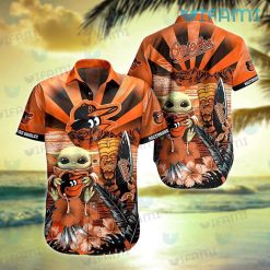 Orioles Hawaiian Shirt Baby Yoda Tiki Mask Baltimore Orioles Gift