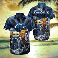 Penn State Hawaiian Shirt Baby Yoda Tiki Mask Penn State Gift