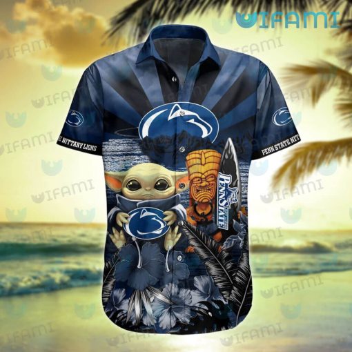 Penn State Hawaiian Shirt Baby Yoda Tiki Mask Penn State Gift