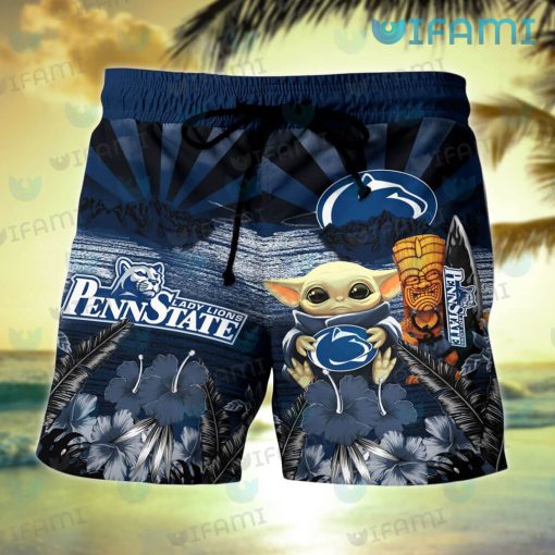 Penn State Hawaiian Shirt Baby Yoda Tiki Mask Penn State Gift