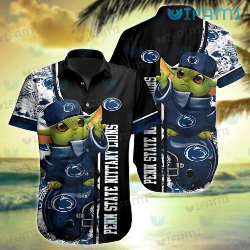 Penn State Hawaiian Shirt Baby Yoda Tropical Flower Penn State Gift