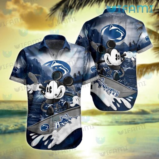 Penn State Hawaiian Shirt Mickey Surfing Beach Penn State Gift