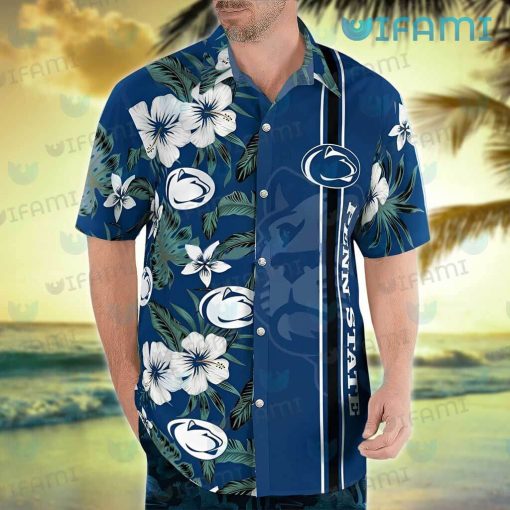 Penn State Hawaiian Shirt White Hibiscus Logo Penn State Gift