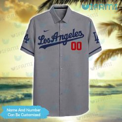 Personalized Dodgers Hawaiian Shirt Grey Swoosh Logo Los Angeles Dodgers Gift