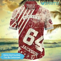 Personalized OU Hawaiian Shirt Grunge Pattern Oklahoma Sooners Present