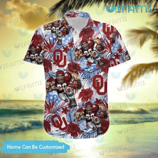Personalized OU Hawaiian Shirt Mascot Tropical Flower Oklahoma Sooners Gift