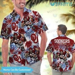 Personalized OU Hawaiian Shirt Mascot Tropical Flower Oklahoma Sooners Present Men