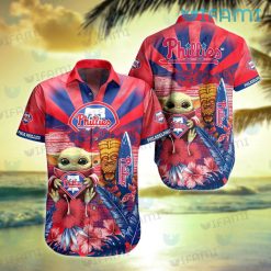 Phillies Hawaiian Shirt Baby Yoda Tiki Mask Philadelphia Phillies Gift
