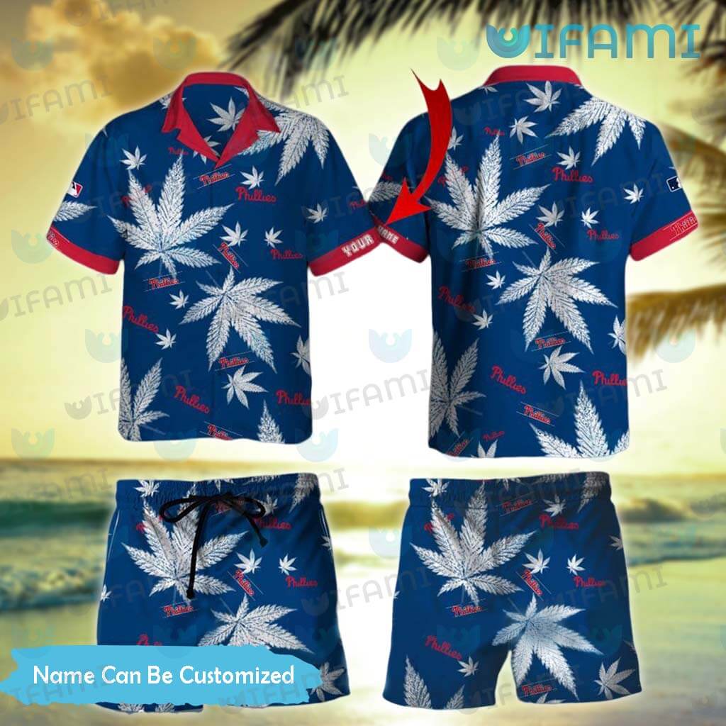 Phillies Hawaiian Shirt Cannabis Leaf Pattern Peronalized Philadelphia  Phillies Gift - Personalized Gifts: Family, Sports, Occasions, Trending