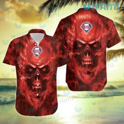 Phillies Hawaiian Shirt Flaming Skull Philadelphia Phillies Gift