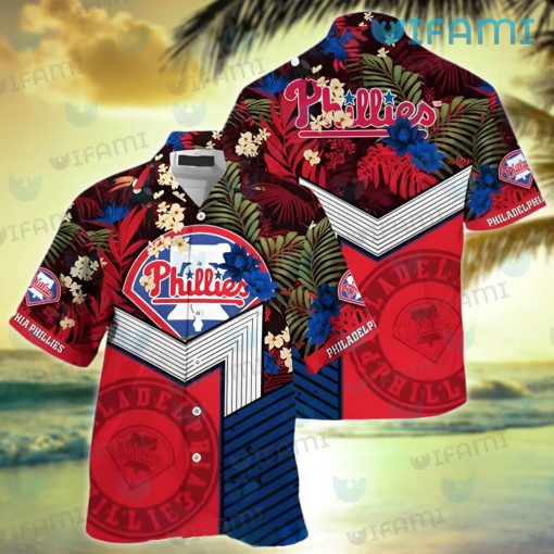 Phillies Hawaiian Shirt Flower Tropical Leaves Philadelphia Phillies Gift