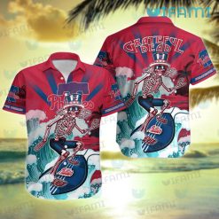 Phillies Hawaiian Shirt Grateful Dead Skeleton Surfing Philadelphia Phillies Gift