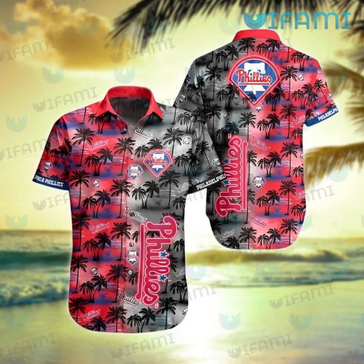 Phillies Hawaiian Shirt Sunset Dark Coconut Tree Philadelphia Phillies Gift