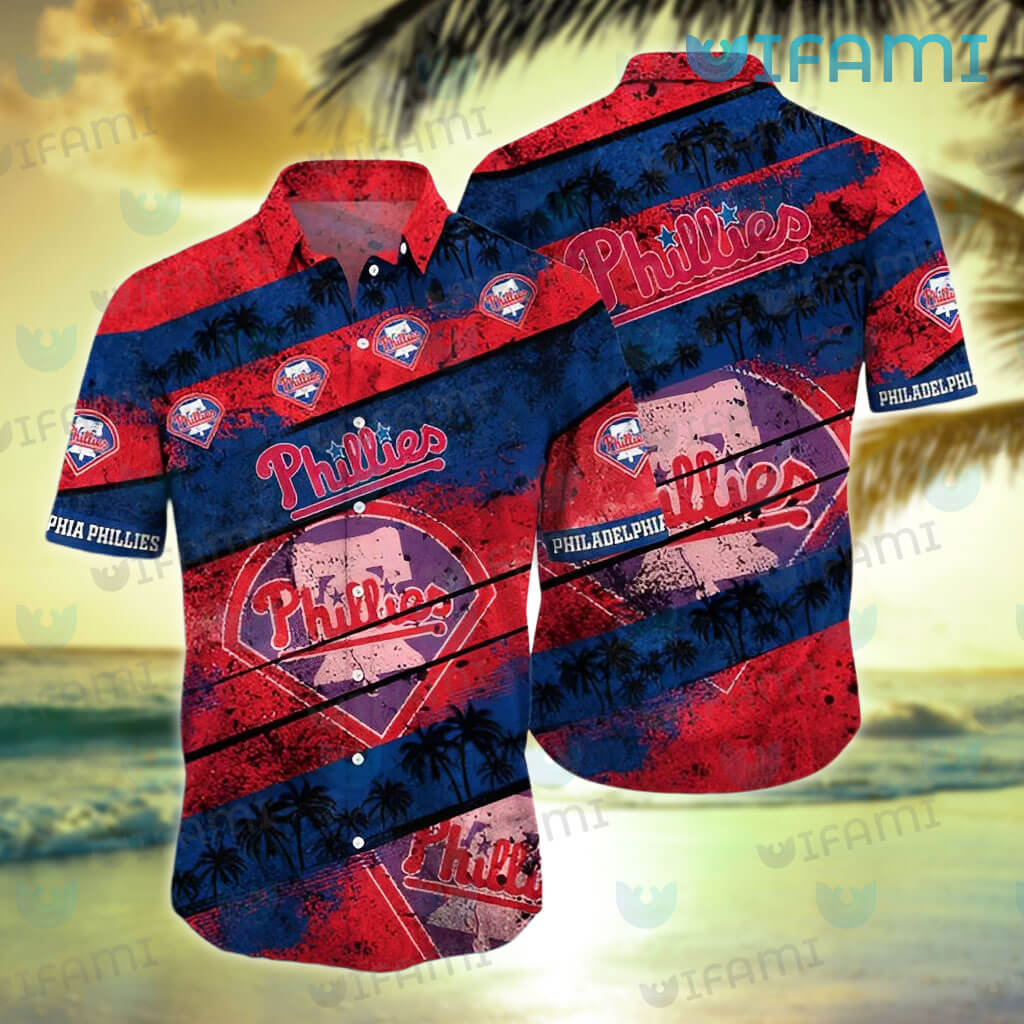 Phillies Hawaiian Shirt Sunset Dark Coconut Tree Philadelphia Phillies Gift  in 2023