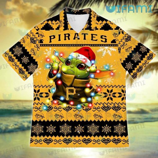 Pirates Hawaiian Shirt Baby Yoda Lights Christmas Design Pittsburgh Pirates Gift