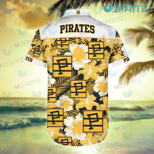 Pittsburgh Pirates Hawaiian Shirt Gold Hibiscus Palm Leaf Pirates Gift