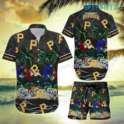 Pittsburgh Pirates Hawaiian Shirt Parrot Couple Tropical Sea Pirates Gift