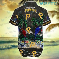 Pittsburgh Pirates Hawaiian Shirt Parrot Couple Tropical Sea Pirates Present Front