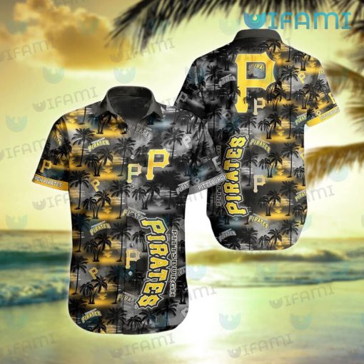 Pittsburgh Pirates Hawaiian Shirt Sunset Dark Coconut Tree Pirates Gift