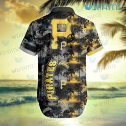 Pittsburgh Pirates Hawaiian Shirt Sunset Dark Coconut Tree Pirates Present Back