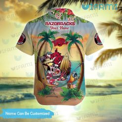 Razorbacks Hawaiian Shirt Flamingo Parrot Mascot Holiday Summer Custom Arkansas Razorbacks Present Back