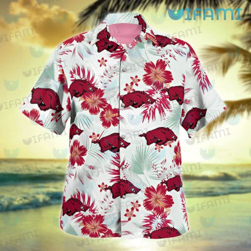 Razorbacks Hawaiian Shirt Hibiscus Palm Leaf Arkansas Razorbacks Gift