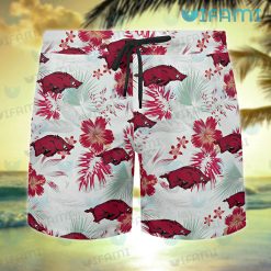 Razorbacks Hawaiian Shirt Hibiscus Palm Leaf Arkansas Razorbacks Short