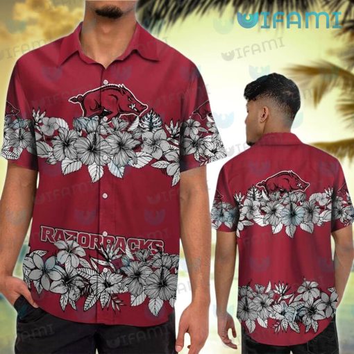 Razorbacks Hawaiian Shirt Hibiscus Pattern Arkansas Razorbacks Gift