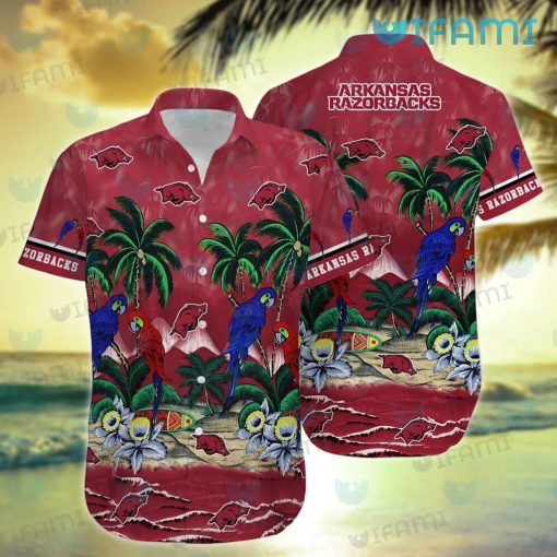 Razorbacks Hawaiian Shirt Parrot Couple Tropical Beach Arkansas Razorbacks Gift