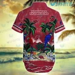 Razorbacks Hawaiian Shirt Parrot Couple Tropical Beach Arkansas Razorbacks Present Back