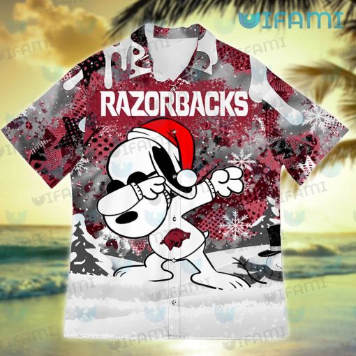 Razorbacks Hawaiian Shirt Snoopy Dabbing Snowflake Arkansas Razorbacks Gift