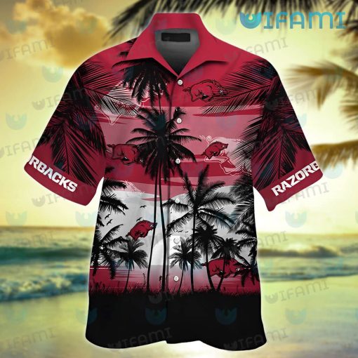 Razorbacks Hawaiian Shirt Sunset Coconut Tree Arkansas Razorbacks Gift