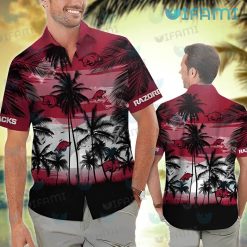 Razorbacks Hawaiian Shirt Sunset Coconut Tree Arkansas Razorbacks Present