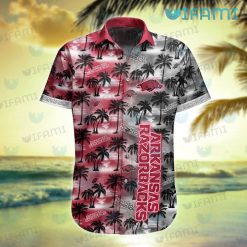 Razorbacks Hawaiian Shirt Sunset Dark Coconut Tree Arkansas Razorbacks Present