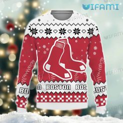 Red Sox Christmas Sweater Big Logo Boston Red Sox Present Front