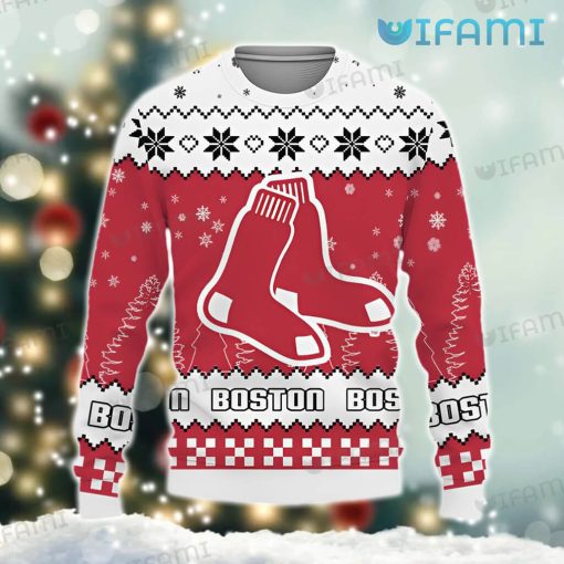 Red Sox Christmas Sweater Big Logo Boston Red Sox Gift