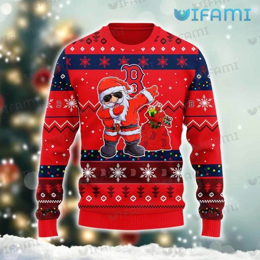 Red Sox Christmas Sweater Santa Claus Dabbing Boston Red Sox Gift