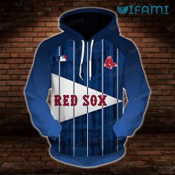 Red Sox Hoodie 3D Blue Stripe Pattern Boston Red Sox Zipper