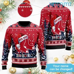 Red Sox Sweater Santa Hat Ho Ho Ho Personalized Boston Red Sox Gift