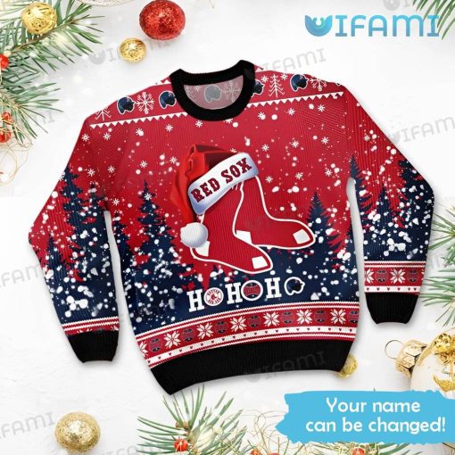 Red Sox Sweater Santa Hat Ho Ho Ho Personalized Boston Red Sox Gift
