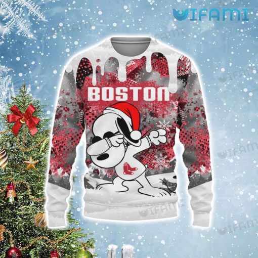 Red Sox Sweater Snoopy Dabbing Christmas Design Boston Red Sox Gift