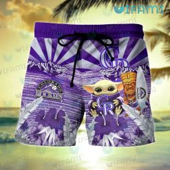 Rockies Hawaiian Shirt Baby Yoda Tiki Mask Colorado Rockies Short