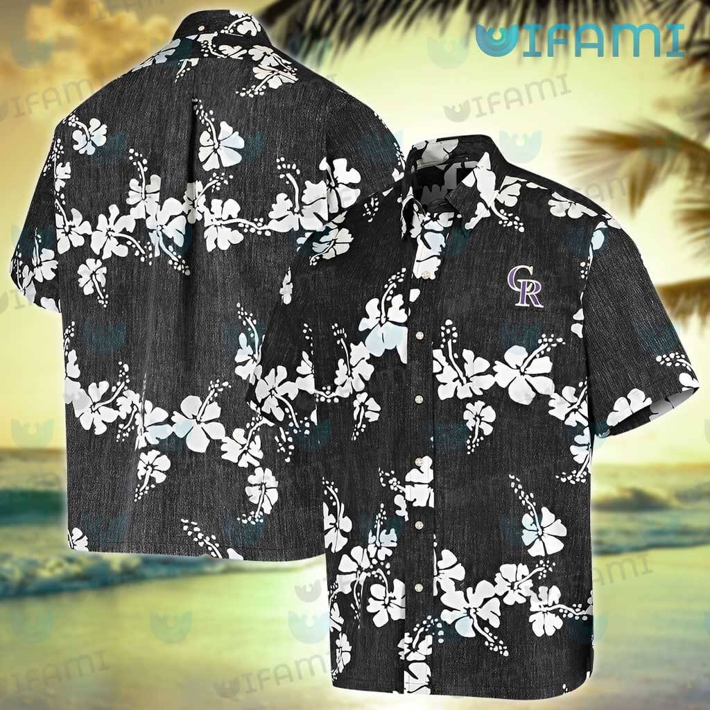 Rockies Hawaiian Shirt Hibiscus Tropical Leaf Custom Colorado