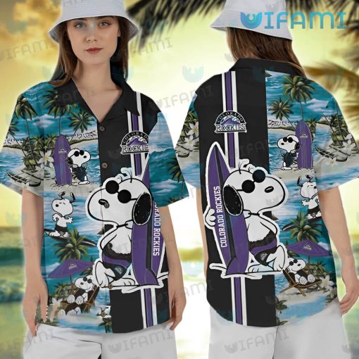 Rockies Hawaiian Shirt Snoopy Surfing Beach Colorado Rockies Gift