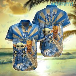 Royals Hawaiian Shirt Baby Yoda Tiki Mask Kansas City Royals Gift